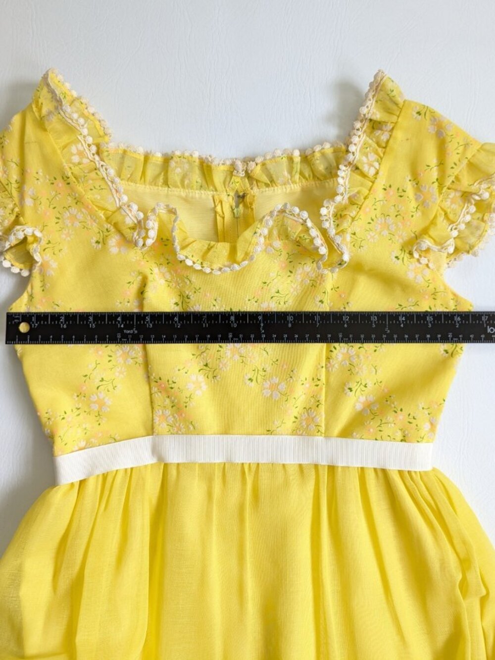 Vintage 70's Lorrie Deb Yellow Prarie Prom Maxi Ruffle Dress XS USA Union Made - Picture 12 of 17